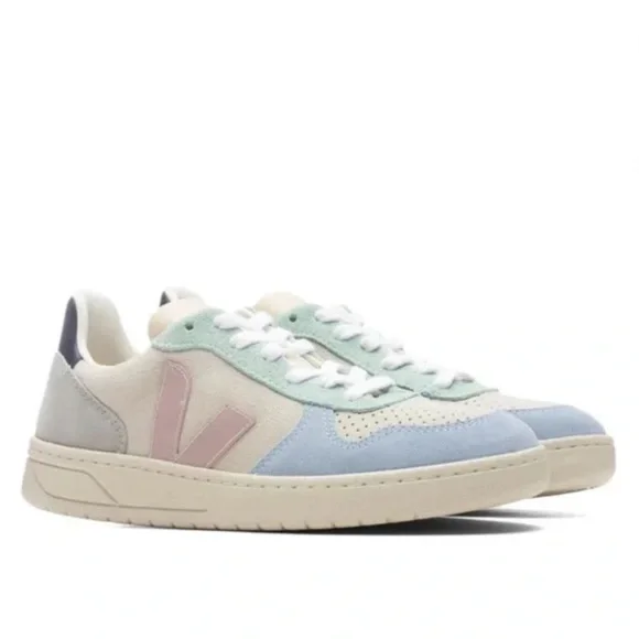 Veja V-10 Suede Multicolor Natural Babe Sneakers 6 - Picture 1 of 10